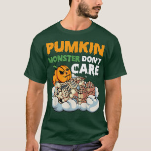 Pumpkin Monster Lazy Halloween Costume Funny Skele T-Shirt