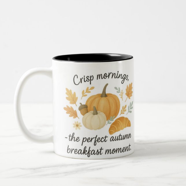 Pumpkin Morning – Cozy Autumn Breakfast Mood Two-Tone Coffee Mug (Left)