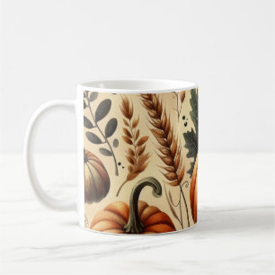Pumpkin Mug Watercolor Fall Leaves 