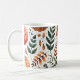 Pumpkin Mug Watercolor Fall Leaves 