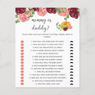 Pumpkin mummy or daddy baby shower game