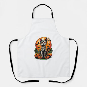 Pumpkin Mummy Zombie Black Cats Halloween Kitty Apron