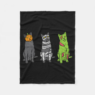 Pumpkin Mummy Zombie Black Cats Halloween Kitty Fleece Blanket