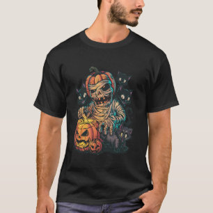 Pumpkin Mummy Zombie Black Cats Halloween Kitty T-Shirt