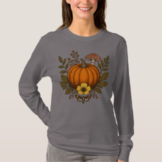 Pumpkin Mushroom and Skull Moth | Dark Cottagecore T-Shirt
