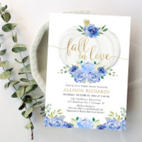 Pumpkin navy blue gold fall in love bridal shower