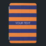 Pumpkin Navy Horiz Preppy Stripe #2 Name Monogram iPad Mini Cover<br><div class="desc">Pumpkin Orange and Navy Blue Classic Preppy Horizontal Rugby Stripes #2 Name Monogram A stylish bold horizontal stripe pattern with a template for your name, initials or other text. You can also customise the text font and size, move or remove the text, add additional text fields, add your own images...</div>