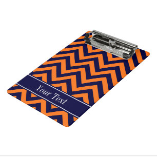 Pumpkin Navy LG Chevron Navy Blue Name Monogram Mini Clipboard