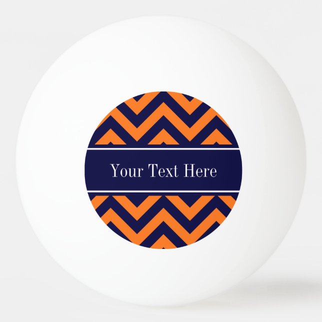 Pumpkin Navy LG Chevron Navy Blue Name Monogram Ping Pong Ball (Front)