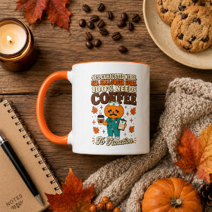 Pumpkin Nurse Exhausted Halloween Needs Coffee Mug