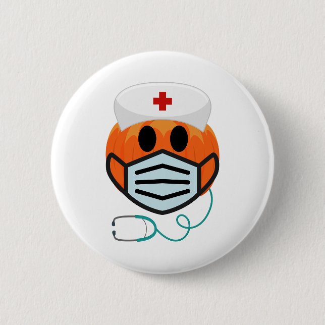 Pumpkin Nurse Funny Scary Halloween Nurse Costume 6 Cm Round Badge (Front)