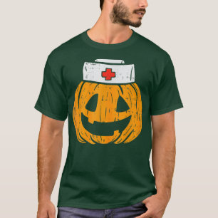Pumpkin Nurse Halloween RN CNA ICU Women Girls T-Shirt