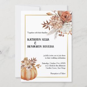 Pumpkin October Elegant Fall Wedding Invitation
