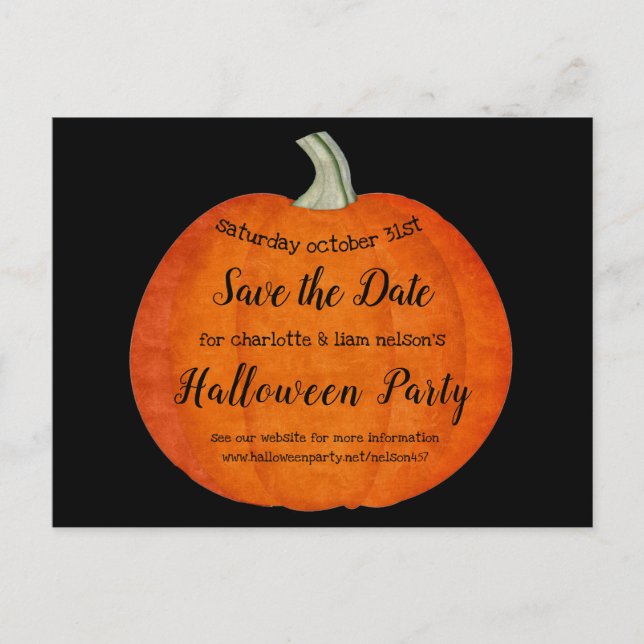 Pumpkin Oil Paint Halloween Party Save the Date Announcement Postcard (Front)