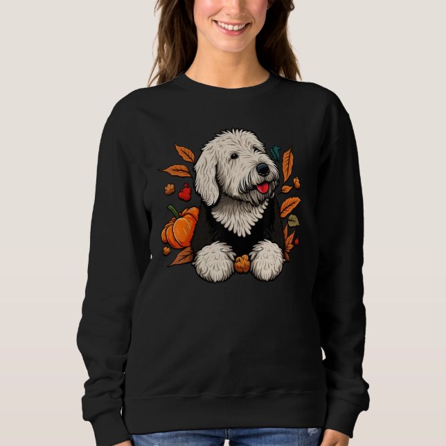 Pumpkin Old English Sheepdog costume on Bobtail Ha Sweatshirt (Front)