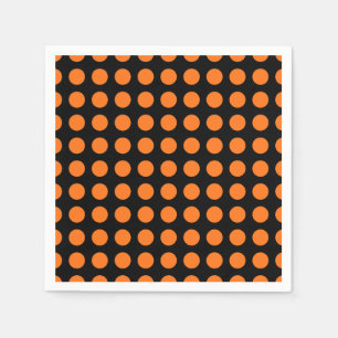 Pumpkin on Black Large Horizontal Polka Dots Paper Napkin