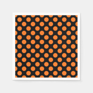 Pumpkin on Black Large Size Polka Dots Paper Napkin