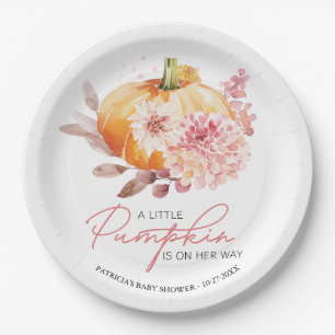 Pumpkin "On Her Way" Baby Shower Personalised Paper Plate