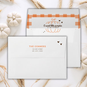 Pumpkin On Its Way Gender Neutral Baby Shower  Envelope