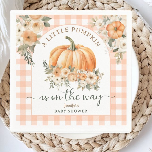 Pumpkin On The Way Fall Baby Shower Gender Neutral Napkin (Creator Uploaded)