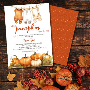 Pumpkin On The Way Laundry Unisex Baby Shower Invitation