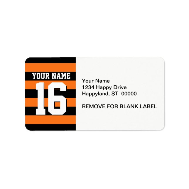 Pumpkin Orange Black Team Jersey Preppy Stripe Label (Front)