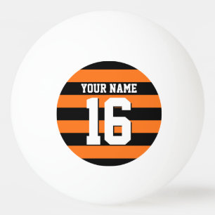Pumpkin Orange Black Team Jersey Preppy Stripe Ping Pong Ball