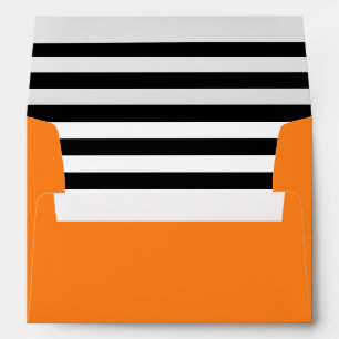 Pumpkin Orange   Black & White Striped Liner Envelope