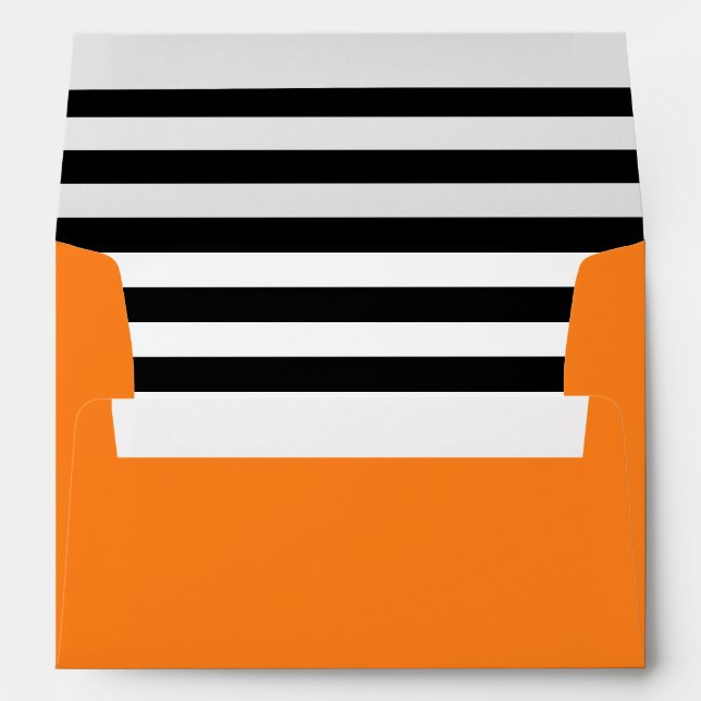 Pumpkin Orange | Black & White Striped Liner Envelope (Back (Bottom))