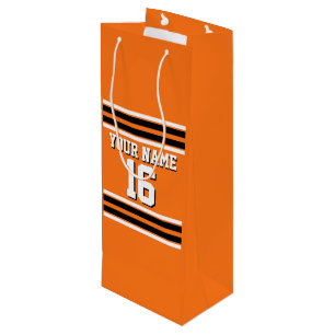 Pumpkin Orange Blk Team Jersey Custom Number Name Wine Gift Bag