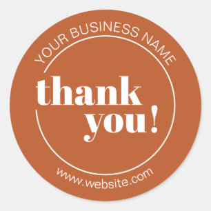 Pumpkin Orange Bold Business Thank You Classic Round Sticker