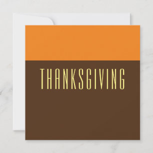 Pumpkin Orange Brown Colour Block THANKSGIVING Holiday Card