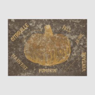 Pumpkin Orange Brown Texture Vintage Autumn Script Tissue Paper