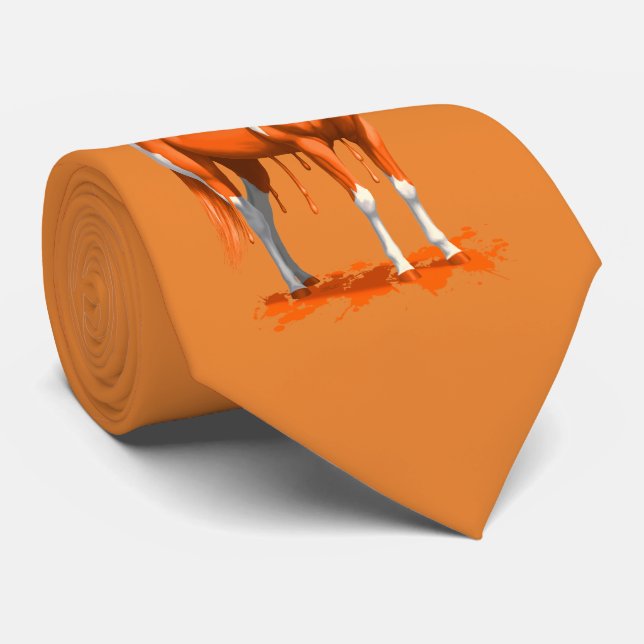 Pumpkin Orange Dripping Wet Paint Horse Tie (Rolled)