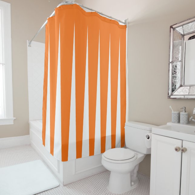 Pumpkin Orange Faux Pleated Shower Curtain (In Situ)