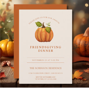 Pumpkin Orange Friendsgiving Thanksgiving  Invitation
