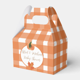 Pumpkin Orange Gingham Fall Baby Shower Favour Box