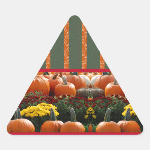 Pumpkin orange green Thanksgiving Autumn Harvest Triangle Sticker