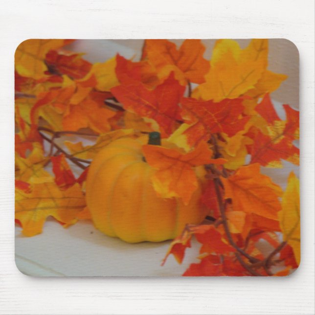 Pumpkin&Orange Leaves Arrangement Mouse Pad (Front)