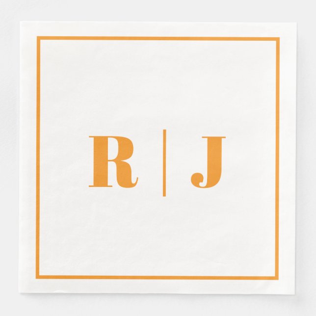 Pumpkin Orange Monogram Fall Autumn Wedding 2025 Napkin (Front)