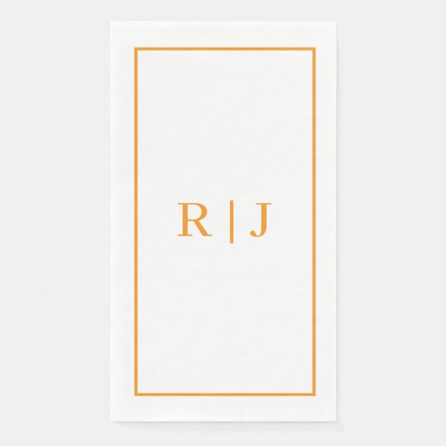 Pumpkin Orange Monogram Initial Fall Wedding Napkin (Front)