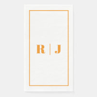 Pumpkin Orange Monogram Simple Fall Autumn Wedding