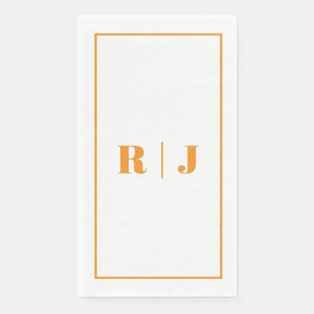 Pumpkin Orange Monogram Simple Fall Autumn Wedding Napkin (Front)
