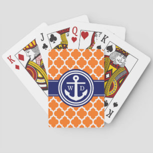 Pumpkin Orange Moroccan #5 Anchor Navy Blue 2 Init Playing Cards
