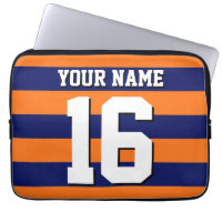Pumpkin Orange Navy Blue Team Jersey Preppy Stripe