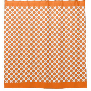 Pumpkin Orange Polka Dots Shower Curtain