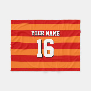Pumpkin Orange Red Team Jersey Preppy Stripe Fleece Blanket