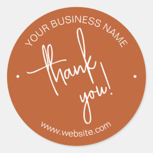 Pumpkin Orange Scripted Business Thank You Classic Round Sticker