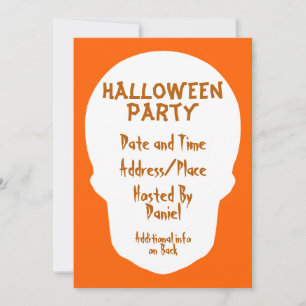 Pumpkin Orange Skull Minimal Invitation