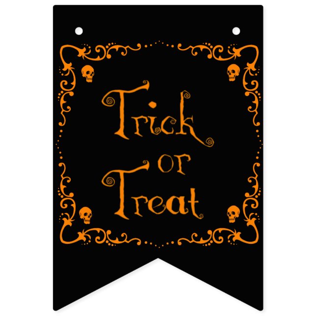 Pumpkin Orange Trick or Treat  Bunting (First Flag)